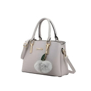 Women's Grey PU Leather Solid Shoulder Zipper Handbag