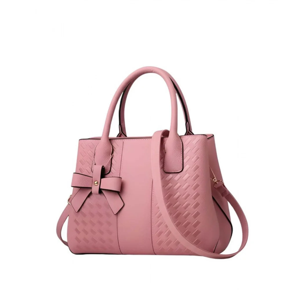 Women's Grey PU Leather Shoulder Handbag with Zip Closure